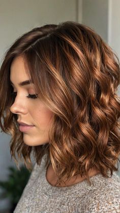 Cinnamon Lowlights On Brown Hair, Fall Cowboy Copper Hair, Medium Copper Hair Color, Warm Red Highlights In Brown Hair, Light Brown Hair With Auburn Lowlights, Light Brown To Copper Balayage, Copper Brown Hair With Blonde Highlights, Fall Hair For Blue Eyes, Brown To Auburn Hair