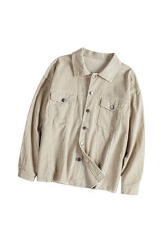 Khaki Corduroy Pocket Buttoned Jacket Brown Corduroy, Corduroy Jacket, Jacket Buttons, Full Sleeve, Shoulder Sleeve, Denim Button Up, Chic Style, Varsity Jacket, Shirt Style