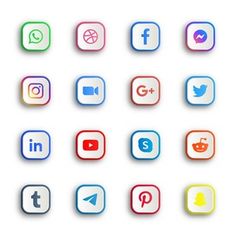 the social icons are all different colors and shapes, but there is no image to describe