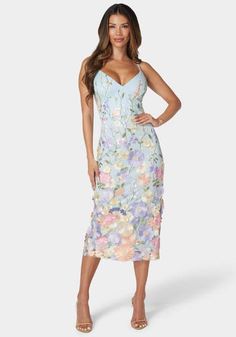 Floral Embroidered Midi Dress Embroidered Midi Dress, Blue Midi Dress, Summer Party, Floral Embroidery, Midi Dress, Embroidery, Floral