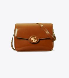 Robinson Spazzolato Convertible Shoulder Bag: Women's Designer Shoulder Bags | Tory Burch Patent Leather Bag, Tory Burch Robinson, Tan Bag, Beige Bag, Womens Designer Handbags, Raffia Bag, Designer Shoulder Bags, Tory Burch Bag, Brown Bags