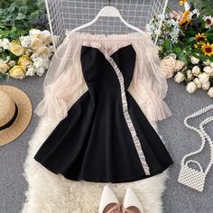 Temperament, off shoulder, mesh bubble sleeve,little black dressMaterial:blendedColor:blackStyle:cuteFeatures:,sweet,fairySize(CM):S,M,L 1inch=2.54cmS length 76 sleeve 44 bust 80 waist 66&ltp&gtM length 76 sleeve 44 bust 84 waist 70</p>&ltbr/>&ltp&gtL length 76 sleeve 44 bust 88 waist 74</p>&ltbr/>&ltp&gtAll items will arrive in about 20-25 business days, if you have an emergency, please contact us to upgrade logistics.</p>&ltbr/>&am Cute Off-shoulder Party Dress, Black Long Sleeve Off Shoulder Summer Dress, Black Dress With Puff Mesh Sleeves, Black Puff Sleeve Dress With Mesh Sleeves, Black Dress With Mesh Puff Sleeves, Black Off Shoulder Dress For Spring Cocktail, Black Puff Sleeve Prom Dress, Cute Black Mini Dress For Party, Black Mini Length Off Shoulder Dress With Ruffles