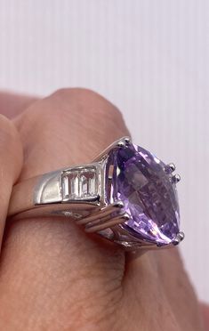 Vintage Handmade Genuine Purple Amethyst Filigree Setting 925 Sterling Silver Gothic Ring Unusual Amethyst Ring set with tiny diamonds. Sterling Filigree Setting Handmade Size can be re sized for you. My jeweler charges $20 Sterling Silver is rhodium finished to prevent tarnish All rings are shipped in a nice gift box. Check out our over a THOUSAND great reviews!!! Engraving is $4 per letter and is not always perfect depending on the piece. It can take a few days if the jeweler is busy. This is payable to Paypal Judithsltd@gmail.com Elegant Heart Cut Purple Amethyst Ring, Elegant Purple Amethyst Heart Cut Ring, Elegant Purple Heart Cut Amethyst Ring, Classic Sterling Silver Amethyst Ring With Diamond Accents, Sterling Silver Amethyst Ring With Diamond Accents For Promise, Fine Jewelry Amethyst Ring With Diamond Accents, Silver Heart Cut Amethyst Ring Fine Jewelry, Amethyst Promise Ring With Diamond Accents In Sterling Silver, Lavender Fine Jewelry With Diamond Accents