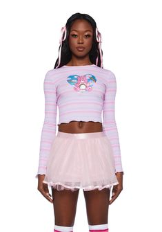 Free, fast shipping on Cheer Up Long Sleeve Tee at Dolls Kill, an online boutique for kawaii and streetwear fashion. Shop Dolls Kill x Care Bears graphic tees, dresses, loungewear, and accessories here. Shop Dolls, Lunch Box Bag, Striped Long Sleeve Tee, Lettuce Hem, Bear Graphic, Blue Backpack, Ulzzang Fashion, Care Bear, Care Bears