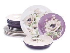 PRICES MAY VARY. | PREMIUM QUALITY & HEALTHY | Lead & cadmium free high quality ceramic dinnerware set. MICROWAVE & DISHWASHER SAFE. Sturdy and fashionable at the same time, safe for everyone to use! | ORIGINAL DESIGN & ATTRACTIVE GIFT | Set of 12 Ceramics dinnerware set, including four 11" dinner plates, four 8.75" salad plates and four bowls. perfect for daily household use or as a gorgeous gift for your loved ones on special occasions, such as birthday, house warming, wedding, easter or other Purple Dinnerware, Purple Poppy, Melamine Dinnerware Sets, Purple Poppies, Etiquette And Manners, Appetizer Plates Set, Bone China Dinnerware, Ceramic Dinnerware Set, Poppy Design