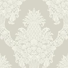 an ornate wallpaper pattern in grey and white