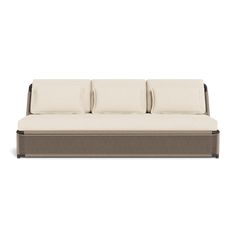 FORMENTERA 3 SEAT ARMLESS SOFA - Harbour - ShopHarbourOutdoor - FORM-05B-ALBRZ-TWDUN-RIVSAN Outdoor Textiles, Coastal Lifestyle, Nautical Rope, Work Horses, Armless Sofa, Teak Furniture, Fabric Houses, Extruded Aluminum, Green Marble