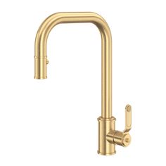 a gold faucet on a white background with clippings for the handles