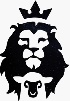 a black and white drawing of a lion with a crown on it's head