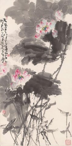 leecheesart.com Zhang Daqian, Image Spiderman, Arte Indie, Lotus Art, Vertical Wall Art, Art Ancien, Brush Painting