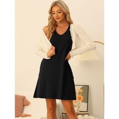 This soft fabric and breathable lounge dress for women is constructed of 65% Cotton and 35% Polyester fabric, comfy, moisture-wicking, breathable, and skin friendly. Featuring a v-neck, two side pockets, and a sleeveless design, makes you feel cozy all night, and enjoy a comfortable sleep and sweet dream. Great for loungewear, nightwear, sleepwear, home bedroom, and daily wear. No matter the cozy bedtime, casual home relaxation, laze afternoon, or comfy bath, the soft and lightweight nightdress Loungewear Dress, Night Dress For Women, Casual Home, Lounge Dress, One Piece Pajamas, Pajama Party, Ladies Night, Slumber Parties, Nightgowns