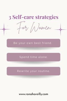 1. Be your own best friend
2. Spend time alone
3. Rewrite your routine

#selfcare #strategies #women #routine #solitude #selflove #empoweryourself #bekindtoyourself Best Friend 2, Be Your Own Best Friend, Spend Time Alone, Your Own Best Friend, Own Best Friend, Time Alone, Friend 2