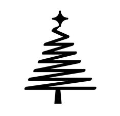 a black and white image of a christmas tree with spirals on it's sides