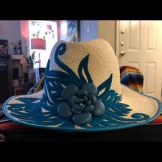 Gorgeous Turquoise Stitching On A Beautiful Off White Hat! Never Worn (Couldn’t Find Anything That Looked Good With It) Medium! Sooooo Adorable! Blue Flat Brim Sun Hat For Vacation, Blue Sun Hat With Flat Brim For Vacation, Blue Flat Brim Hat For Vacation, Light Blue Sun Hat With Curved Brim For Beach, Bohemian Blue Sun Hat With Curved Brim, Blue Summer Fedora Hat, Light Blue Wide Brim Sun Hat For Beach, Blue Bohemian Straw Hat For Vacation, Light Blue Sun Hat With Curved Brim For Vacation