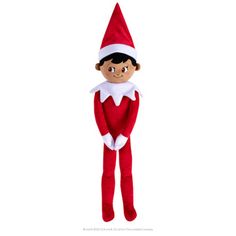 an elf doll is standing up with his hands on his hips and wearing a red hat