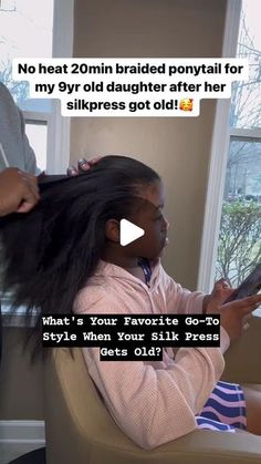 Girls Back To School Hairstyles Black, Double Swoop Ponytail, Slik Press Hairstyles Kids, Kid Friendly Sew In Weave Hairstyles, Easy 2 Braids Hairstyles, Easy Braiding Styles For Kids Black Hair, Girls Ponytail Hairstyles Kids Black, Quick And Easy Hairstyles With Braiding Hair