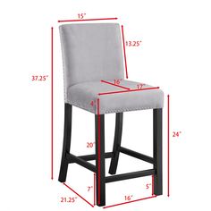 an image of a bar stool with measurements