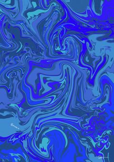 an abstract painting with blue and purple colors