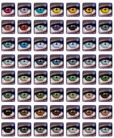 an image of many different colored eyes