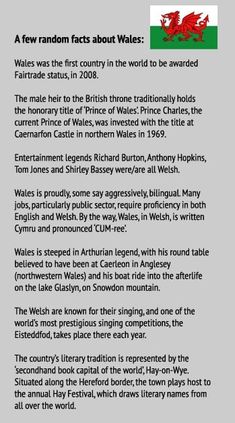 an article about wales with the flag and some information on it's cover page