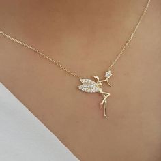 Fairy Necklace Gold • Angel Necklace Silver • Gold Fairy Necklace - Trending Silver Gifts Ethereal Jewelry, Shine Like A Star, Fairy Pendant, Pretty Jewelry Necklaces, Magical Fairy, Gold Angel, Angel Necklace, Fairy Necklace, Luck Charm