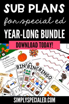 sub plans for the year long bundle with text overlay