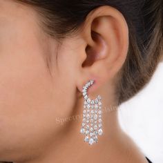 Natural SI/H Diamond Chandelier Wedding Earrings 18k White Solid Gold 5.95 Ct. Chandelier Wedding, Wedding Earrings Chandelier, Diamond Chandelier, Wedding Chandelier, Diamond Dangle Earrings, White Solid, Christmas Jewelry, Diamond Clarity, Wedding Earrings