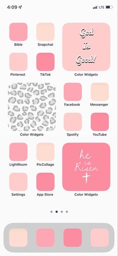 the color palette is pink and grey with leopard print on it, along with other colors