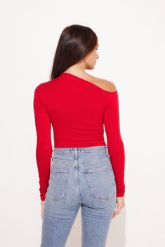 Details Scarlett, our new sultry style features an asymmetrical shoulder detail and sits on the natural waistline with extra long sleeves. Made in LA Pre-Washed Sultry Style, Extra Long Sleeves, The Natural, Extra Long, Long Sleeves, Long Sleeve, Red