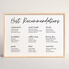 a wooden frame with the words hot restaurant locations on it and coffee shop names in black ink