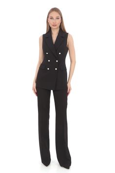 Elevate your formal attire with our Pearl Button Slim Fit Vest Pants Suit, designed to make a statement at any event. This elegant ensemble features a slim fit vest adorned with pearl buttons, complemented by tailored pants for a polished look. Perfect for business meetings, weddings, or special occasions, it combines sophistication with comfort. Crafted from high-quality materials, our suit set ensures a sleek silhouette and durability. The pearl buttons add a touch of luxury, enhancing its app Chic Office Outfit, Womens Suits, Office Outfit, Chic Office, Pants Suit, Women Formals, Tailored Pants, Formal Attire, Suit Set