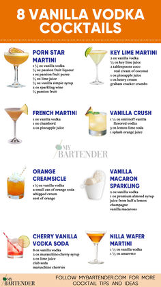 Vanilla Vodka Cocktails Drinks Alcohol Recipes Sweet, Vodka Mixers Easy, Vanilla Smirnoff Drinks Recipes, Vanilla Vodka Recipes Cocktails, Vanilla Vodka Cocktails Easy, Lemonade And Vodka Drinks, Smirnoff Vanilla Vodka Recipes, Creamy Drink Recipes, Vanilla Vodka Martini Recipes