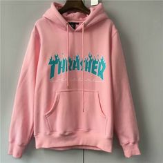 Thrasher Pink hoodie Hoodie Logo, Adidas Fashion, Mode Vintage, One By One, Pink Hoodie, Turquoise Color, Pastel Goth, Pretty In Pink, Shirt Design