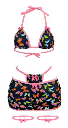 Butterflies🦋 and Bows 🎀 Your new age FAIRY set is here!˚₊‧꒰ა ☆ ໒꒱ ‧₊˚ Made with a super light and soft stretchy fabric, perfect for the summer heat. It includes the BRA, THONG, SKIRT & GARTERS. SIZE CHART: US SIZE Y2k Swimwear, Png Polyvore, Rave Fits, Barbie Summer, Barbie Wardrobe, Edc Outfits, Fashion Moodboard, Embroidered Shoes, Dd Cup