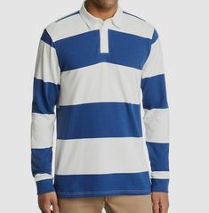 $197 Pacific & Park Men Blue White Striped Rugby Long-Sleeve Button Shirt Size S Description Pacific & Park Striped Rugby Shirt Long-Sleeve 100% Cotton Machine Washable About Us We sell only 100% authentic clothing from new with tags to gently used. We have a 100% authentic or money back guarantee on every item we sell. Items are listed daily so make sure to put us on your favorite! Most of our items come from a nationwide high end dept store. We have been in business for over 10 years selling t Long Sleeve Polo Shirt, Rugby Shirt, Long Sleeve Polo, Button Shirt, Blue Man, Casual Button Down Shirts, Rugby, Long Sleeve Tshirt Men, Collar Styles