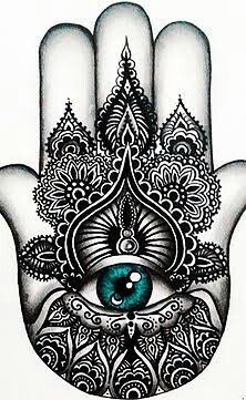 a drawing of a hamsa with an eye on it