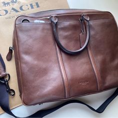 It’s New And Not Used. Coach Retail Models, With A Dust Bag. No Box. Material Leather Color Dark Brown Size H30w39d5(Centimeters) Coach Briefcase, Leather Business Bag, Leather Briefcase Men, Black Office, Laptop Briefcase, Bags Coach, Coach Men, Silver Logo, Leather Briefcase