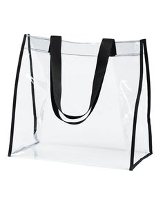 Clear PVC Tote - BLACK - OS | BAGedge Clear PVC Tote Bag in Black Clear Backpacks, Clear Stadium Bag, Liberty Bag, Stadium Bag, Clear Tote Bags, Pvc Bag, Shopping Totes, Bags Aesthetic, Tote Bag Purse