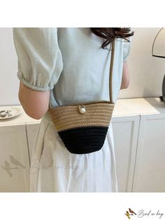 Bird in Bag - Simple and Fashionable Multifunctional Shoulder and Crossbody Bag Straw Crossbody Bag, Woven Bag, Bag Bag, Bird In Bag, Carry On Bag, Straw Bag, Color Blocking, Carry On, Crossbody Bag