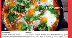 an image of a pizza with cheese and eggs in it on the menu for shaksuhka