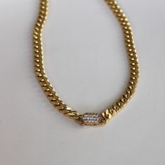 A bold curb chain choker with a AAA cubic zirconia decorated clasp. Chain Choker, Curb Chain, Choker, Cubic Zirconia, Chain