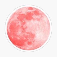 a pink full moon sticker on a white background with space for text or image