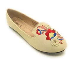 Fashionable ballet flat with feminine floral embroidery. This trendy look carries you from day to night easily. Size: 9. Color: Beige. Gender: female. Age Group: adult. Pattern: embroidered. Wine Shoes, Womens Ballet Flats, Freshman Year, To Night, Ballet Flat, Casual Shoes Women, Online Retail, Beige Color, Womens Flats