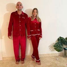 PRESALE Beautiful Family Matching Christmas Red Velvet Pajamas. We make beautiful, safe, BPA free, functional, and simply must have products with the care of your loved ones. These soft and comfortable, high quality clothes are red velvet , which is very cozy and warm. They are just perfect for Christmas Eve, for Christmas morning, for beautiful family pictures, as well as for comfortable sleep! When ordering the size , please check the measurements in picture to be sure(if you are not sure- my suggestion to go one size up) It is Embroidered with the name/middle/last/letter (your choice of personalization). *Gentle Machine wash, air dry. If you like to add a handwritten note to it, I will gladly attach it to the order! If you have any questions or ideas-please do not hesitate to contact me Holiday Long Sleeve Sleepwear For Pajama Party, Red Sleep Sets For Christmas, Red Christmas Pajama Party Set, Fitted Christmas Sleepwear For Loungewear, Red Holiday Loungewear Sets, Red Christmas Sleepwear For Bedtime, Fitted Long Sleeve Christmas Sleepwear, Red Christmas Pajama Party Sleepwear, Red Christmas Sleepwear For Pajama Party