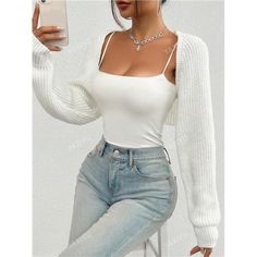 -Item Id 38636900 -Sleeve Type: Raglan Sleeve -Style: Casual -Hem Shaped: Asymmetrical -Color: White -Pattern Type: Plain -Sleeve Length: Long Sleeve -Length: Short -Temperature: Spring/Fall (18-25/63-77) -Fit Type: Regular Fit -Fabric: Medium Stretch -Material: Knitwear -Composition: 100% Acrylic -Care Instructions: Hand Wash Or Professional Dry Clean -Sheer: No **Open To Offers!!!** **Bundle To Save More** **30% Off Bundles Of 2 Or More Items!!** ***Orders Go Out Within 5-10 Business Days!! Th Casual White Fall Shrug, Casual White Shrug For Fall, Knitted Texture, Autumn Casual, Elegant Casual, Fabric Medium, Knitted Cardigan, Dolman Sleeve, Casual Fall