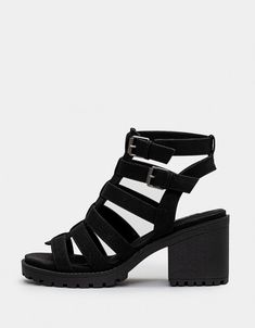 Shoes | ARTICLE& Trendy Adjustable Strappy Heels, Trendy Strappy Heels Of Medium Width, Casual Strappy Heels With Buckle Closure, Casual Strappy Heels With Cushioned Footbed, Casual Strappy Heels With Stacked Heel, Chunky Black Sandals, Nice Sandals, 90s Inspired, Top Shoes