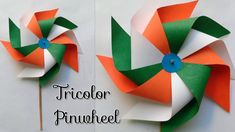 two pinwheels made out of paper on top of each other with the words, fricolor pinwheel