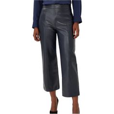 New With The Tag! Beautiful Ann Taylor High Waist Easy Straight Cropped Navy Blue Faux Leather Pants In Night Sky Dark Navy Blue Faux Vegan Leather Cropped Above The Ankle Straight - Slightly Wide Legs Tailored Style Back Welt Pockets Side Zipper Polyurethane Size 14 Approximate Measurements Laying Flat: Waist - 18” Across Front Front Rise - 12.5” Inseam - 25” Tags: High Waisted Relaxed Fit Cropped Faux Vegan Leather Spring Formal Faux Leather Bottoms, Faux Leather Workwear Bottoms With Pockets, Faux Leather Bottoms With Pockets For Work, Faux Leather Trousers For Work, Faux Leather Trousers For Workwear, High-waisted Faux Leather Pants For Work, Faux Leather High-waisted Pants For Work, High Waist Leather Pants With Pockets For Work, High Waist Leather Pants For Work With Pockets