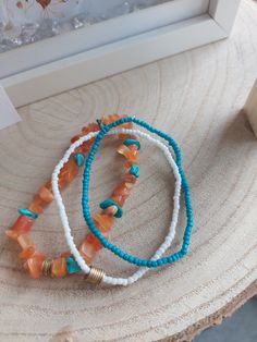 Hand-made orange crystal beaded and white, blue bracelets in brass accessories Blue Bracelets, Brass Accessories, Orange Crystals, Blue Bracelet, Crystal Beads, Favorite Jewelry, White Blue, United Kingdom, Jewelry Bracelets