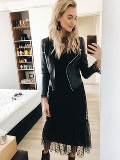 Recycled vintage leather black 3 In One, Vintage Leather, Leather Jacket, Long Sleeve Dress, Leather